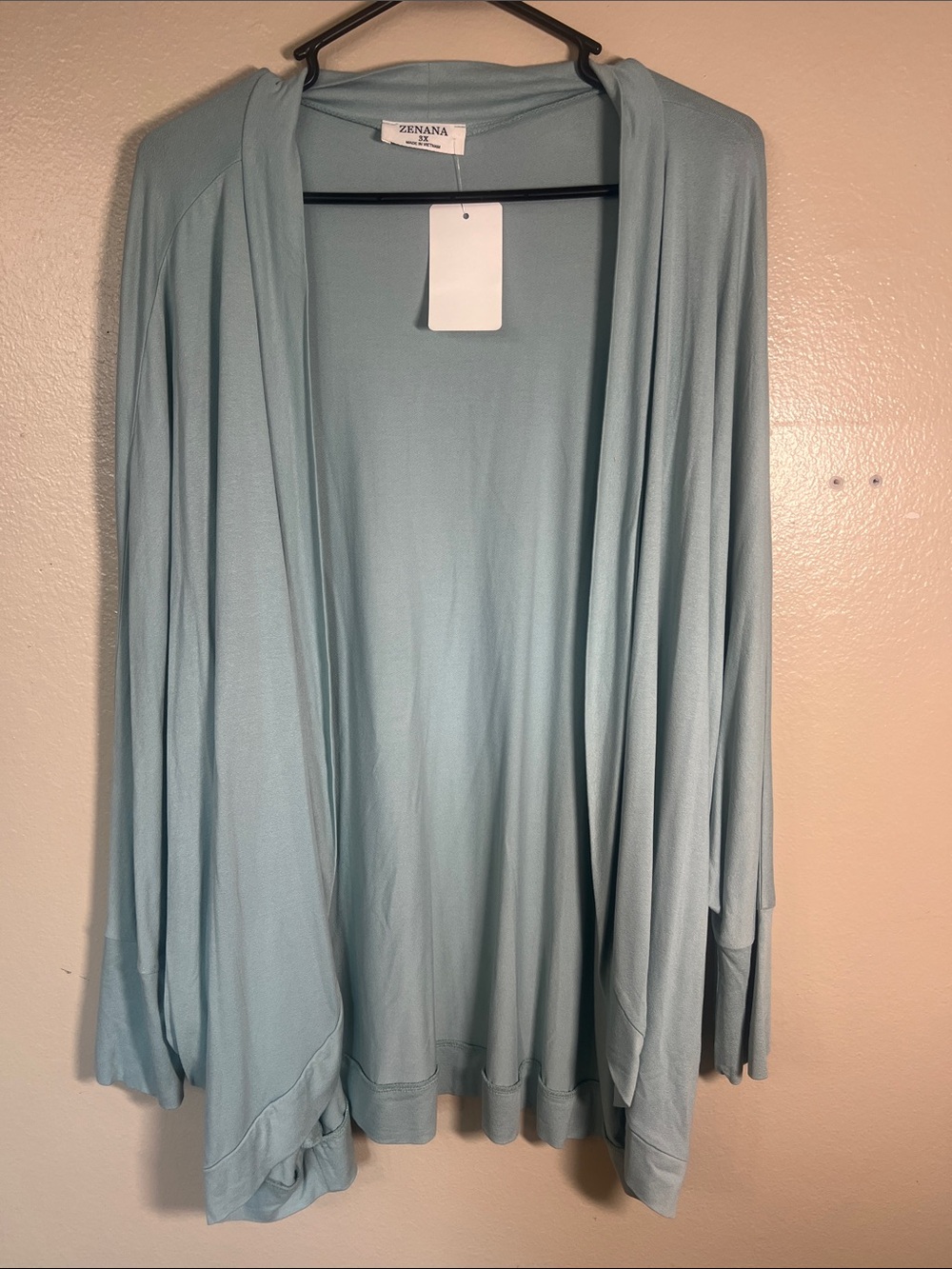 Zenana Outfitters Dusty Blue Open-Front Draped Cardigan